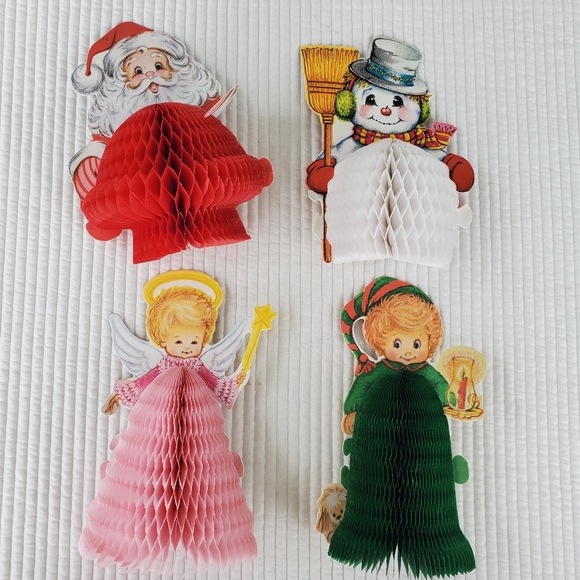 18 Wood Christmas Ornaments 2"-5" Vintage Green Red Wooden Holiday Santa Angel - Picture 10 of 10